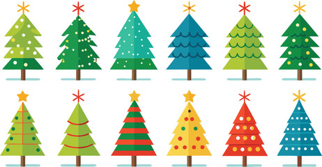 Bundle of Christmas Tree. Christmas tree vector isolated on transparent background