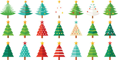 Bundle of Christmas Tree. Christmas tree vector isolated on transparent background