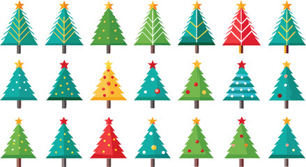 Bundle of Christmas Tree. Christmas tree vector isolated on transparent background