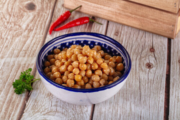Boiled chickpea beans in the bowl