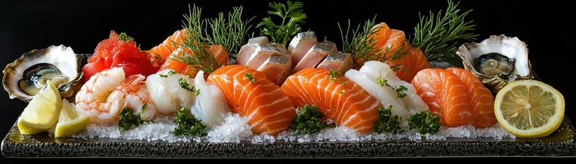 Fresh Seafood Platter with Sushi and Shellfish