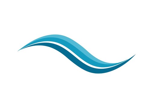 woosh vector Abstract , A vector graphic of two parallel, undulating wave-like curves. The top curve is a light, bright blue, and the bottom curve is a darker, teal-like blue. The lines are smooth and