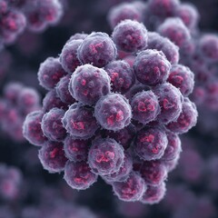 Photorealistic Macro Illustration of Staphylococcus Aureus Bacteria in Clustered Spherical Formation
