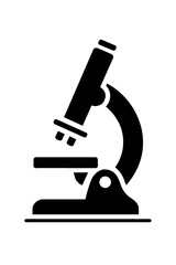 Microscope Icon Silhouette - Scientific Research and Education Symbol