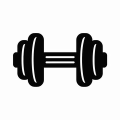 Black Dumbbell Icon for Fitness and Workout