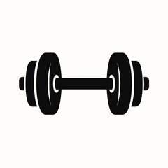Black Dumbbell Weightlifting Icon on White Background