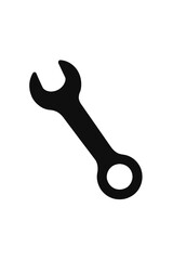 Black Wrench Icon on White Background