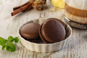 Sweet tasty almond dessert - chocolate macaroon