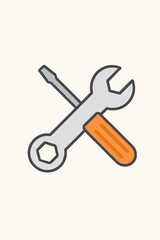 Crossed Wrench and Screwdriver Tools Icon for Settings, Service, and Maintenance