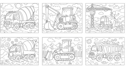 Construction vehicles coloring pages