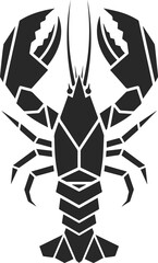 Lobster silhouette in black color, crustacean icon in unique black color style..