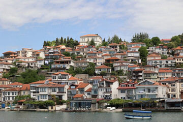 Fototapeta premium View of the city of Ohrid on Lake Ohrid, North Macedonia 