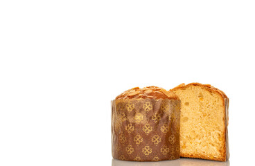 Traditional Easter cake isolated on white background, close-up.