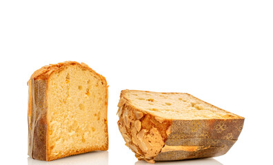 Traditional Easter cake isolated on white background, close-up.