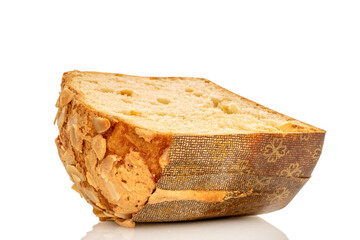 Traditional Easter cake isolated on white background, close-up.