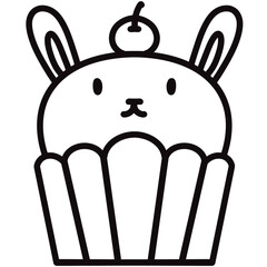 Bunny Cupcake with a Cherry on Top outline