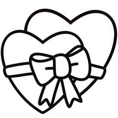 Two Hearts Tied with a Ribbon outline