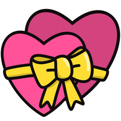 Two Hearts Tied with Yellow Ribbon