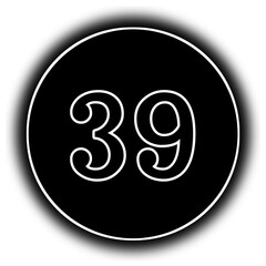 black and white round  icon number 39