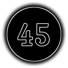 black and white round  icon number 45