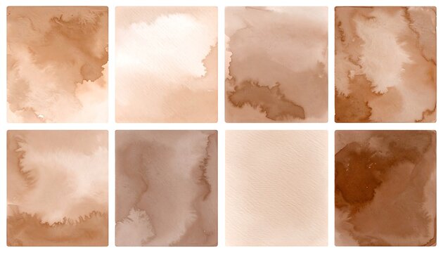Abstract watercolor swatches in muted brown tones