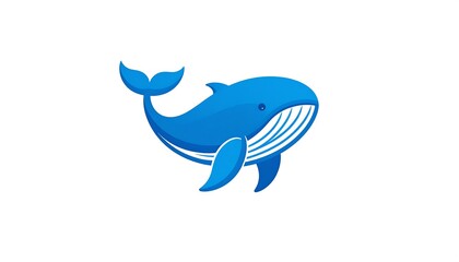 A vibrant blue whale graphic, presented in a playful and friendly style, against a plain white background.