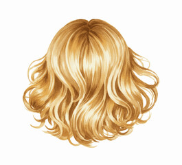 Fototapeta premium Luminous Tresses golden wig isolated watercolor vector illustration svg