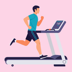 Fototapeta premium Flat design illustration of a person running on a treadmill