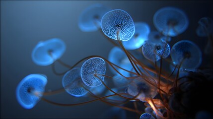 Amoeba as futuristic bio organism concept glowing light