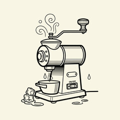Vintage Coffee Grinder with Steam and Ice.