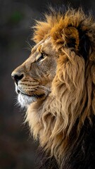 Majestic Lion Profile Portrait.