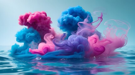 Abstract Colorful Ink Underwater Explosion Vibrant Hues in Motion