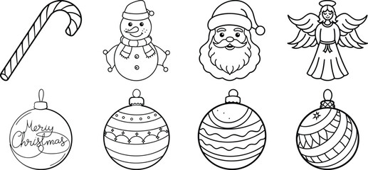 Christmas Line Icons Editable Stroke  Christmas - thin line vector icon set. Pixel Perfect. Set contains such icons as Santa Claus, Christmas, Gift, Reindeer, Christmas Tree,