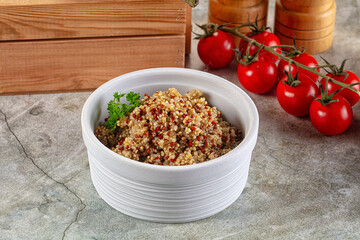 Boiled quinoa cereal in the bowl