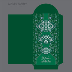 Eid Mubarak money packet "Malay" design concept vector with wording "Eid Mubarak".