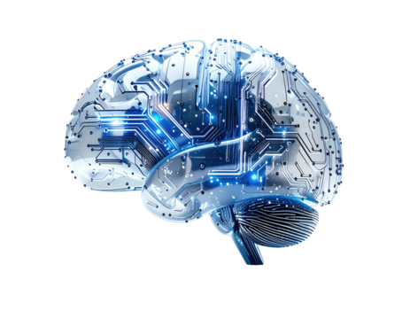 Digital brain with intricate circuit board design