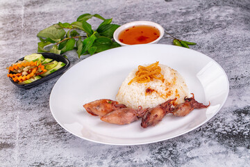 Tasty baby swuid with rice