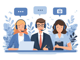 벡터 스타일 고객 지원 팀 일러스트