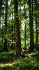 Fototapeta premium Lush forest floor bathed in sunlight (2)