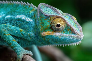 Obraz premium Close up of a vibrant blue chameleon