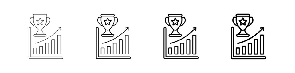 Sales Achievement Icons Set In Various Stroke Line Styles