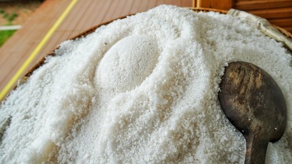 Ground salt at the small market in Thailand. 
