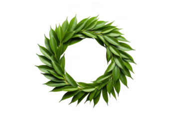 A vibrant green laurel wreath forming the shape of the letter o isolated on transparent background