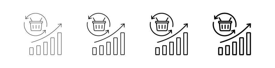 Sales Process Flow Icons Set In Various Stroke Line Styles