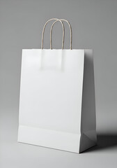 White Paper Bag on Gray Background - Minimalist Product Presentation.