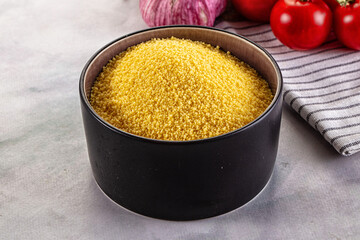 Vegan cuisine - raw dry couscous