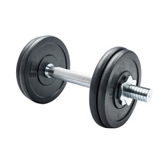 Naklejka premium Adjustable Dumbbell with Black Plates and Silver Handle on Transparent Background for Fitness and Exercise Concepts