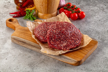 Raw beef burger cutlet for grill