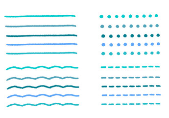 カラフルな手描きのラインセット