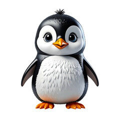 Obraz premium Cute cartoon penguin with large eyes and a happy expression